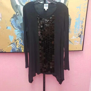 DG2 Diane Gilman Black Tunic with Sharkbite Bottom